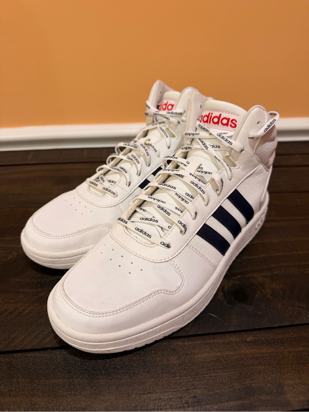 adidas Hoops 2.0 Mid FW4478 White Legend Ink Scarlet Men’s Size 11